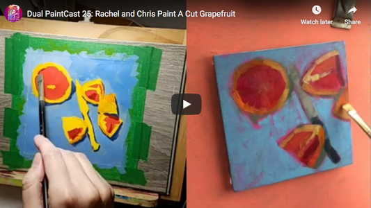 artists rachel petruccillo and christpher long painting a still life on youtube