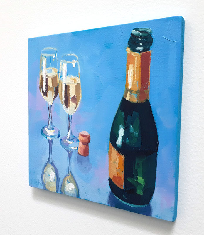 champagne with two flutes