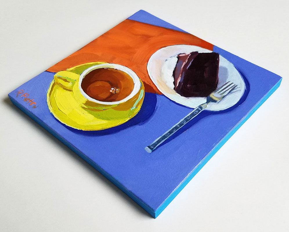 tea and chocolate cake