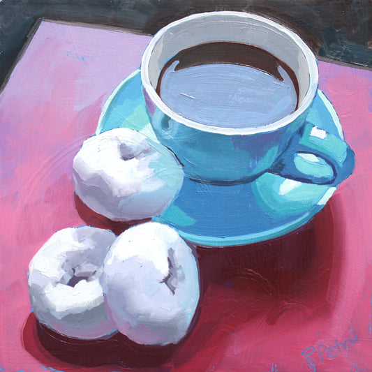 coffee with 3 donuts