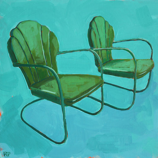 green shell back chairs