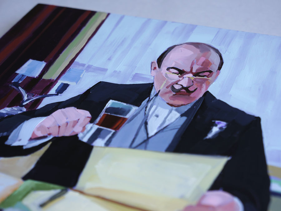 Poirot at his desk