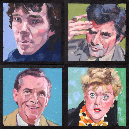 Sleuths & Detectives - mini paintings on paper