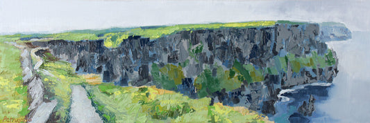 oil painting of the path that leads along the blue Cliffs of Moher in County Clare, Ireland