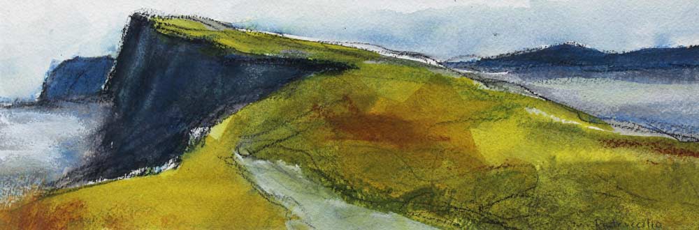 mixed media landscape painting inspired by the Cliffs of Moher, County Clare, Ireland