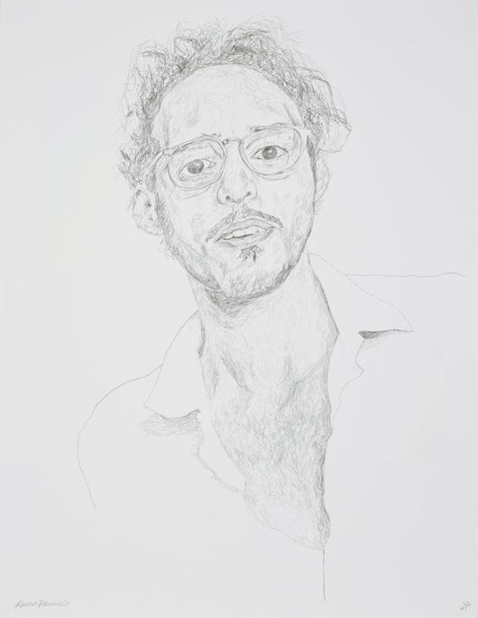 Portrait drawing of a young man at Bushwick Open Studios, Brooklyn, New York. Copyright Rachel Petruccillo