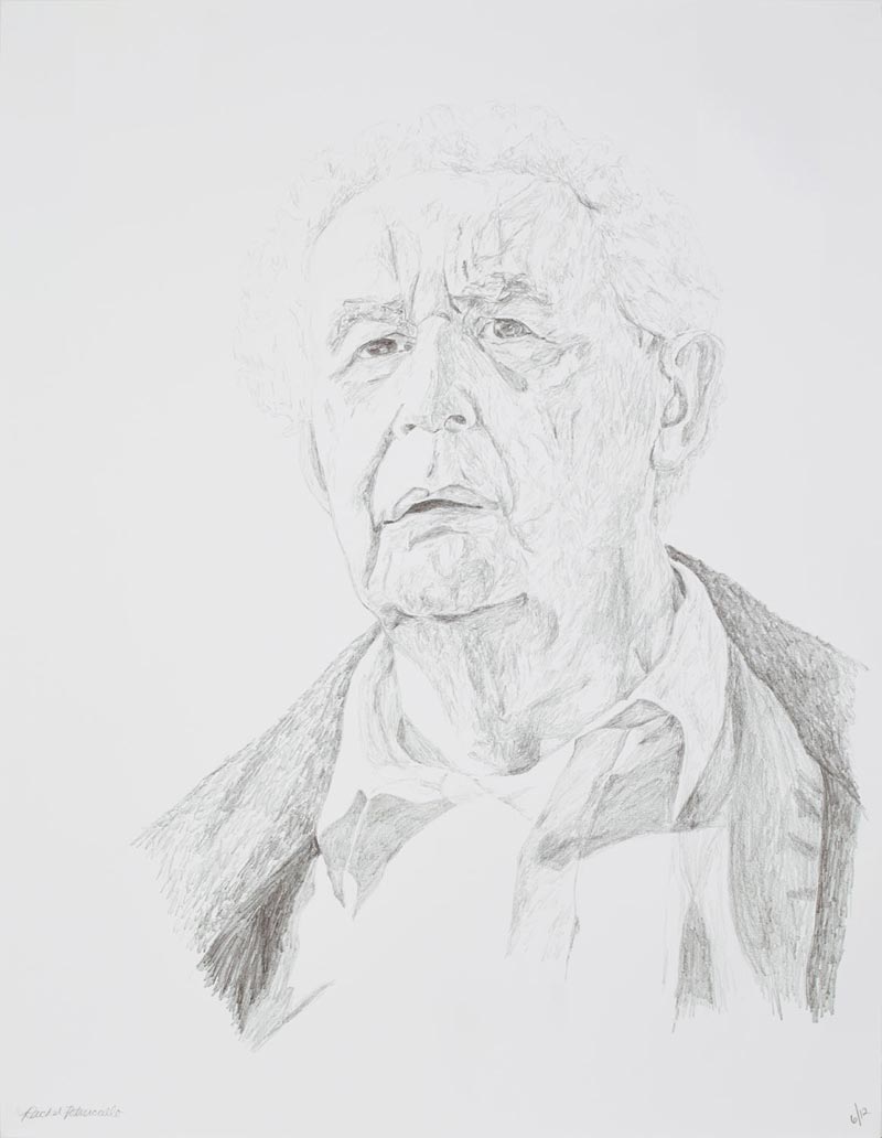 Portrait drawing of an older man in the Luxembourg Gardens in Paris, France. Copyright Rachel Petruccillo