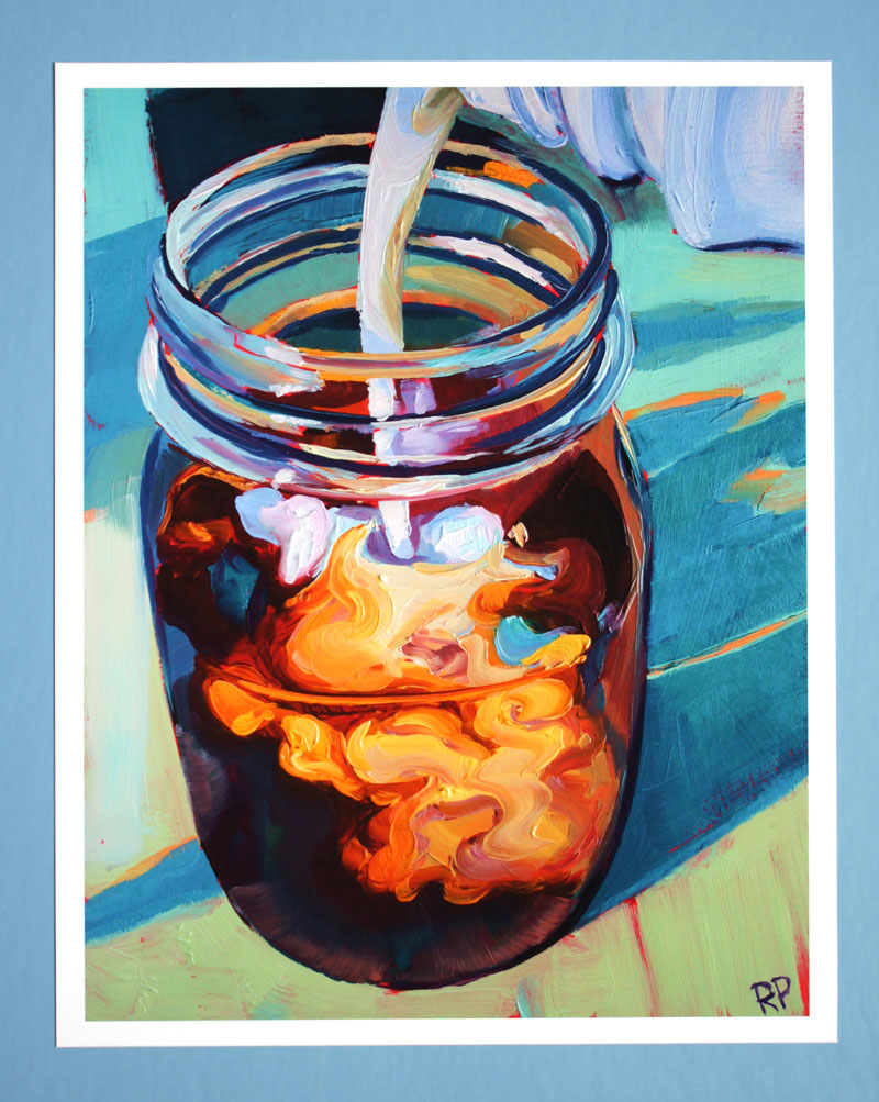 mason jar coffee - oil painting print