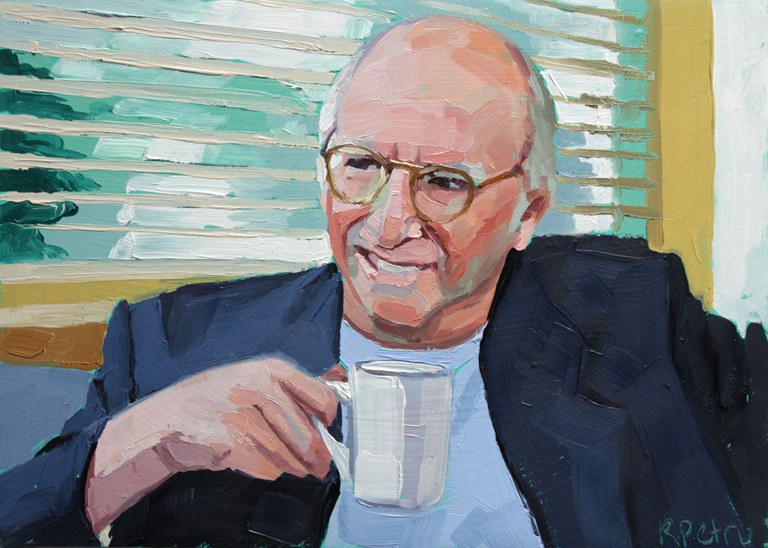Larry having coffee