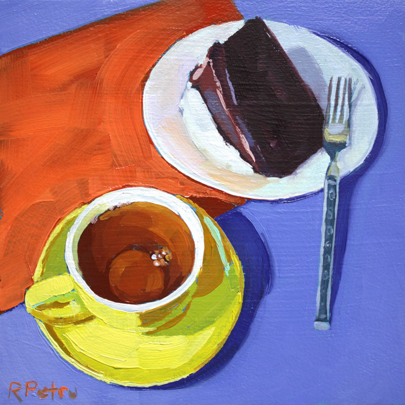 tea and chocolate cake